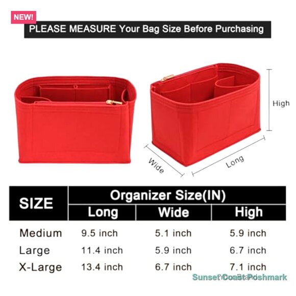 Felt Purse Organizer Insert with Multiple Pockets - Picture 2 of 6